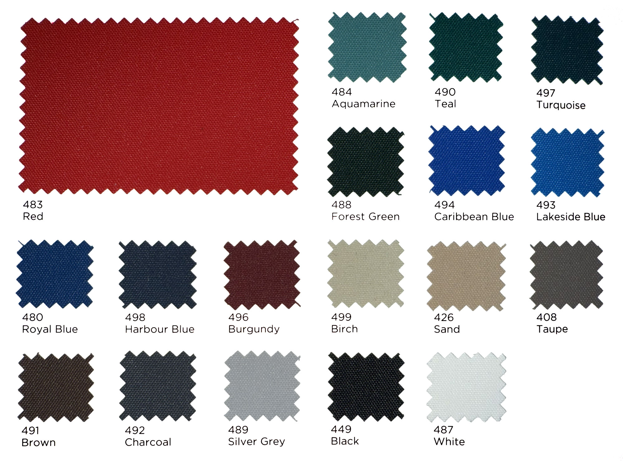 Swatches Canvas colours